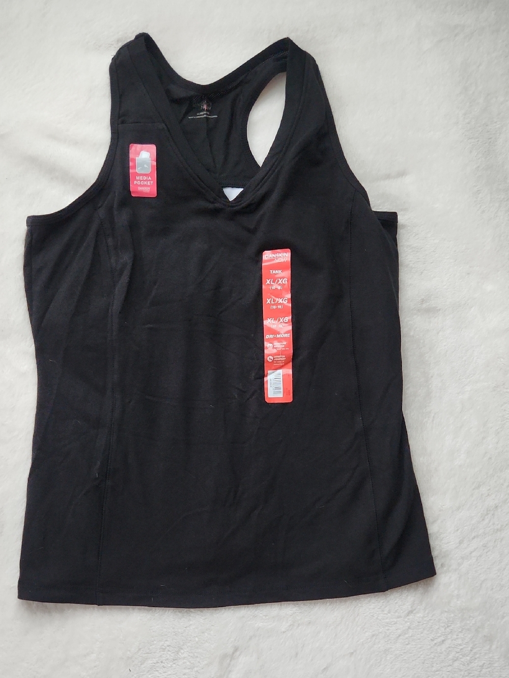 Danskin NWT Now Black Racerback V-Neck Active Tank, SZ XL